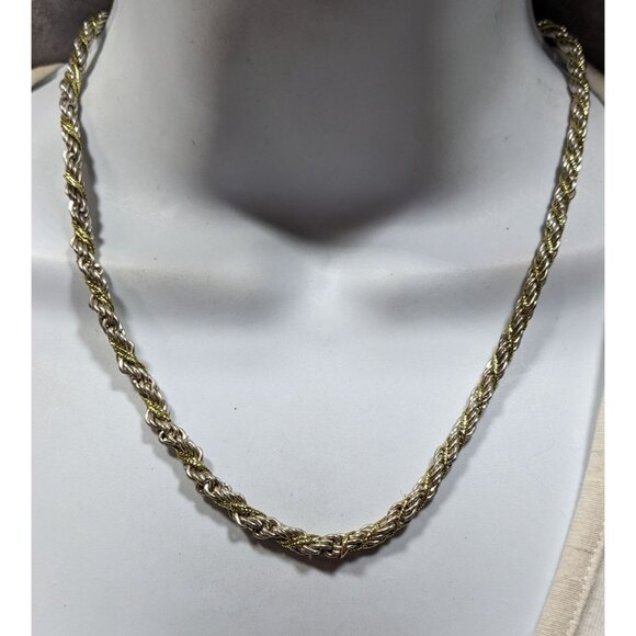 Vintage Twisted Rope Chain Silver And Gold Tone Marked KR - Picture 4 of 5
